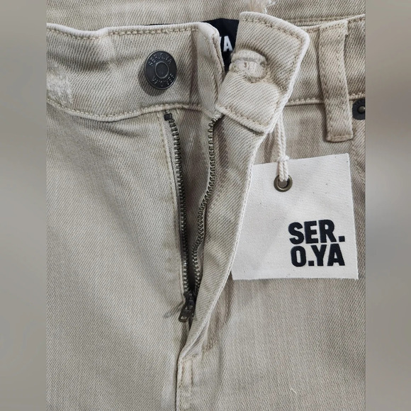 Ser.o.ya diego jeans khaki distressed raw hem streetwear grunge men size 35 - Picture 6 of 16